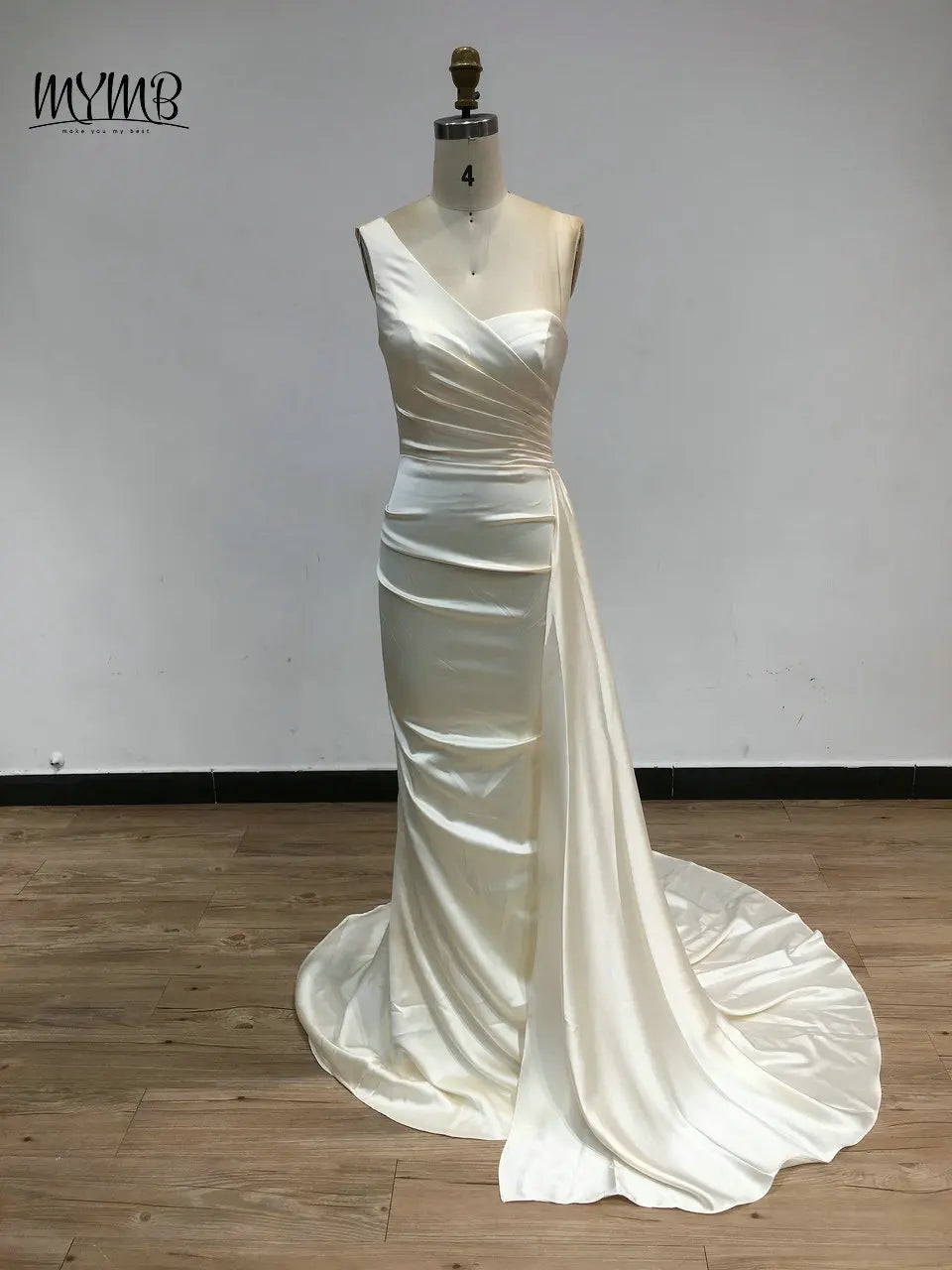 MYMB Brown One Shoulder Mermaid Elegant Bridesmaid Dresses Arabic Pleat Long Ribon Modest Evening Gowns for Women Celebrity