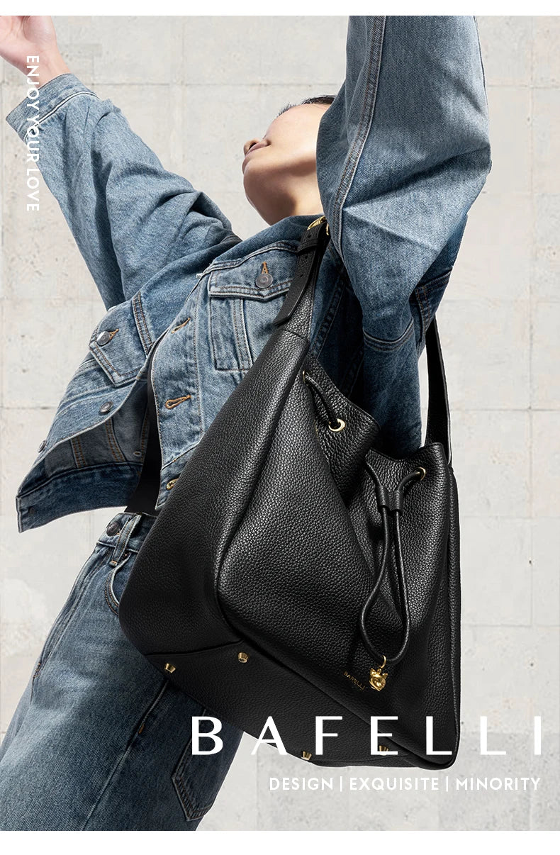 BAFELLI WOMEN'S NEW BAGS LUXURY FASHION LEATHER HANDBAGS STYLISH 2025 HIGH QUALITY DESIGNER BRAND CAPACITY LADIES SHOULDER PURSE