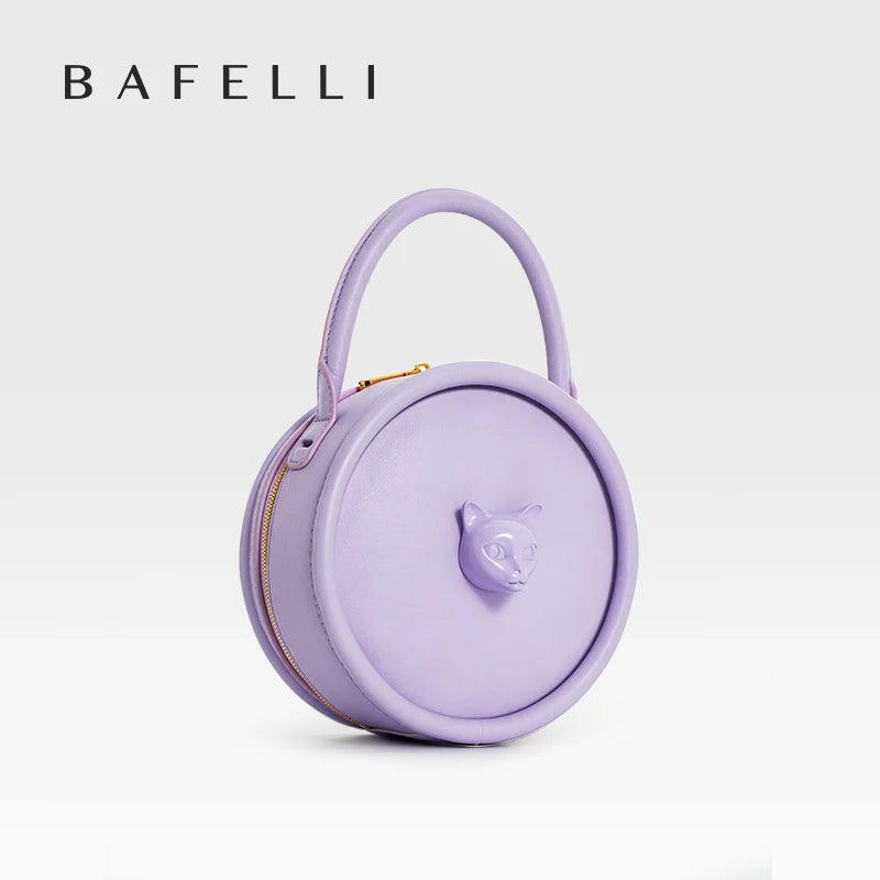 2025 NEW BOWLING STYLE HANDHELD CAT WOMEN'S BAG LUXURY BRAND ORIGINAL DESIGNER HANDBAG SHOULDER GENUINE LEATHER PURSE