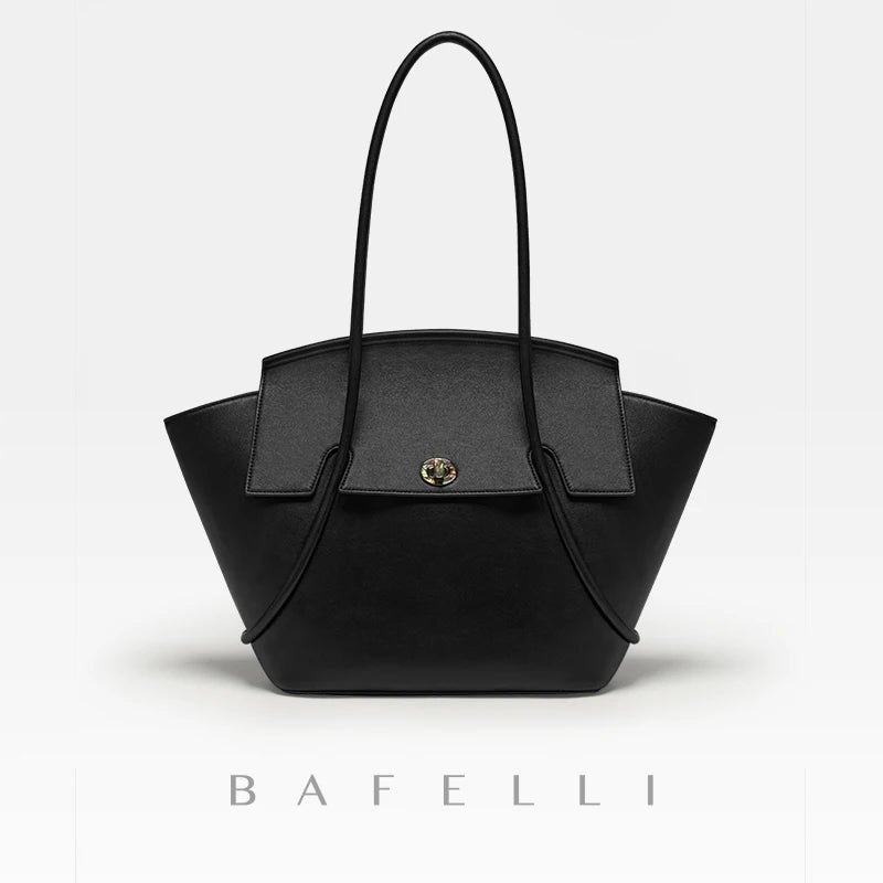 BAFELLI 2025 NEW WOMEN'S CASUAL TOTE BEACH BAG LARGE TRAVEL PURSE LUXURY DESIGNER BRAND GENUINE LEATHER FEMALE BAGS