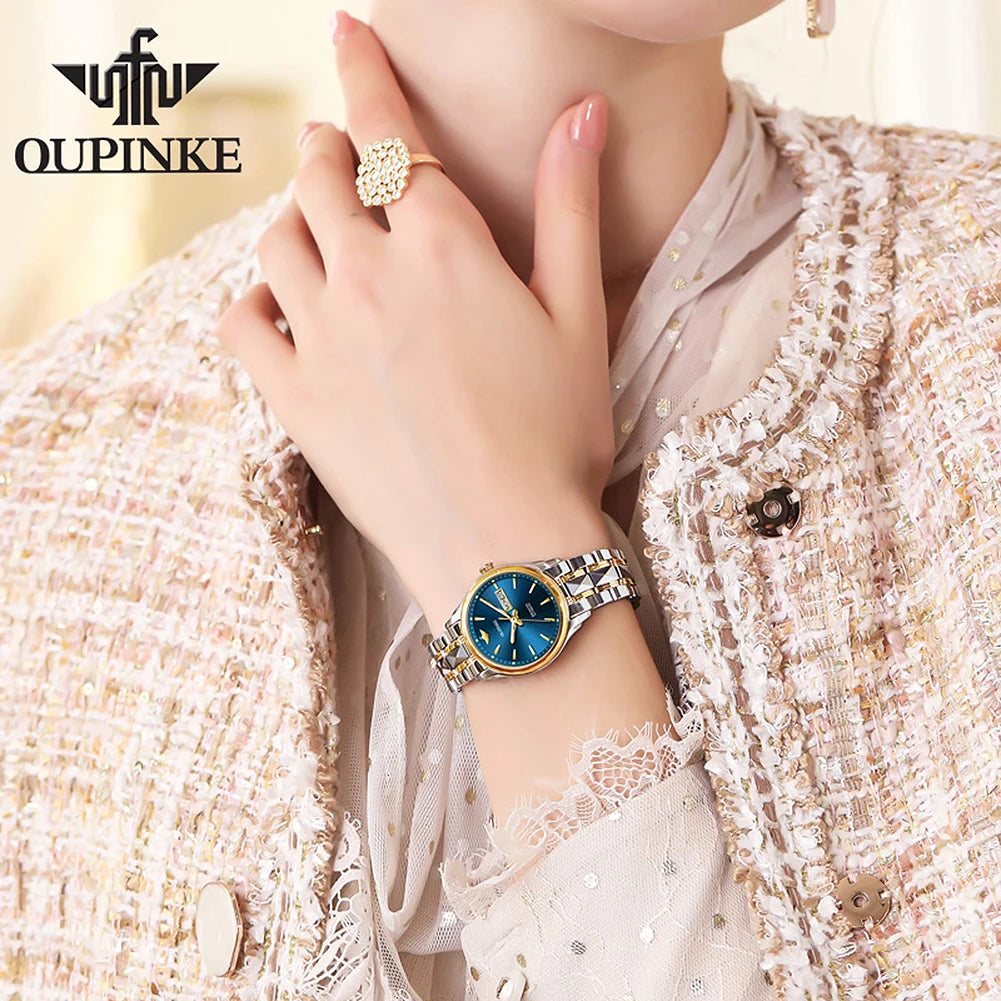 OUPINKE 3170 Womens Watch Elegant Luxury Original Automatic Mechanical Dual Calendar Watches For Ladies Waterproof Reloj Mujer