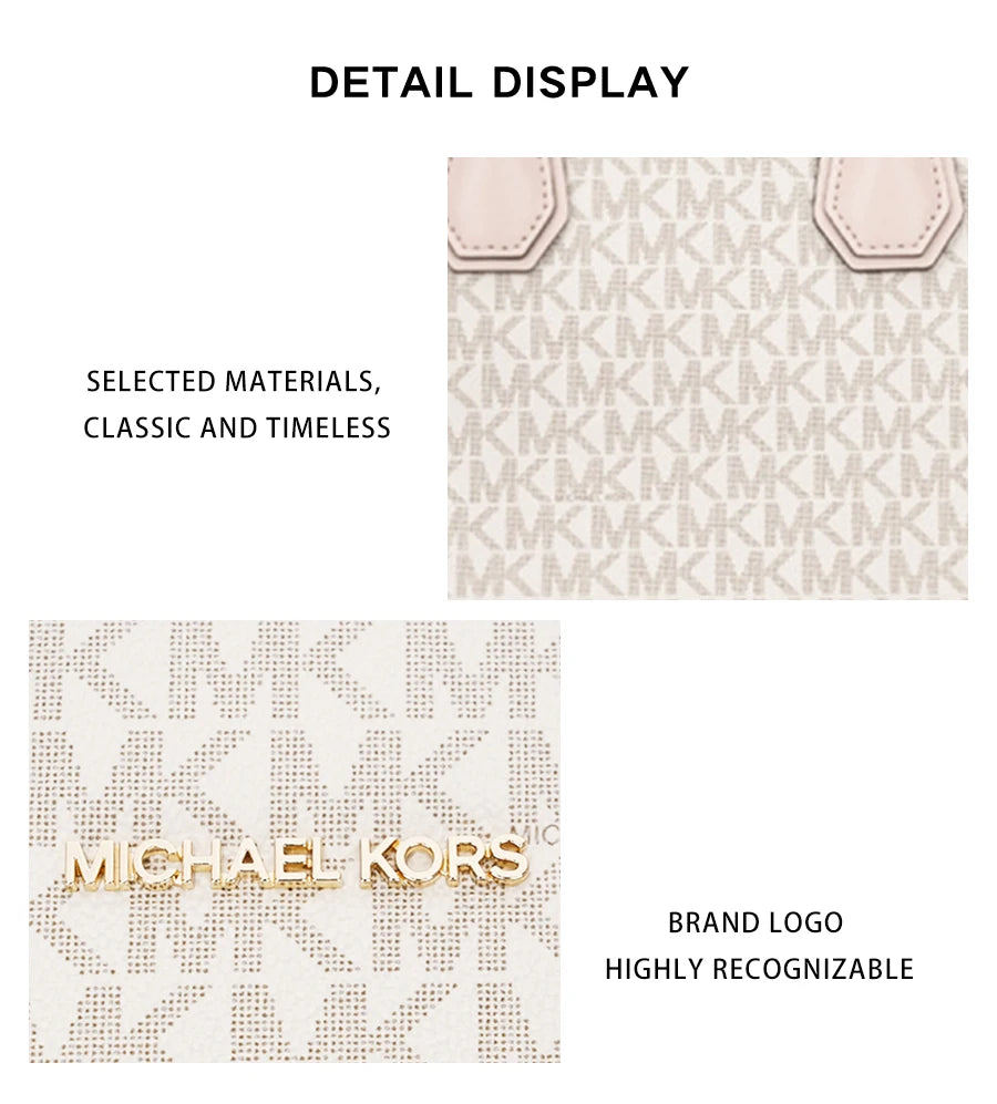 Michael Kors Mercer Medium Pvc Presbytery With Leather Crossbody Handbag For Women