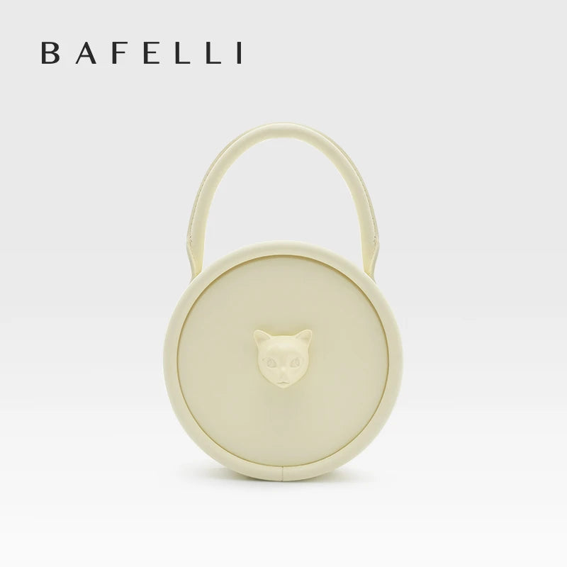 2025 NEW BOWLING STYLE HANDHELD CAT WOMEN'S BAG LUXURY BRAND ORIGINAL DESIGNER HANDBAG SHOULDER GENUINE LEATHER PURSE