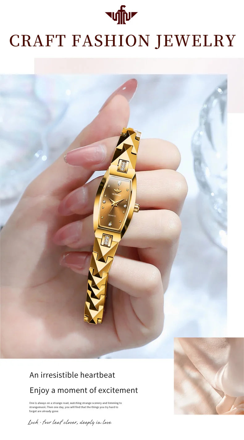 OUPINKE 3242 Women Watch Elegant Luxury Imported Swiss Movement Women Quartz Watch Diamond Tungsten Steel Watch Gift Box Set