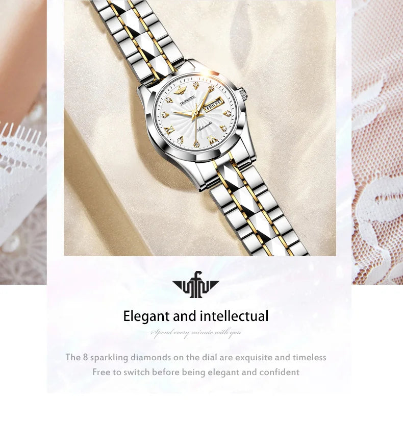 OUPINKE 3169 Luxury Elegant Fashion Womens Watch Automatic Mechanical Day Date Watch For Ladies Waterproof Original Gifts Reloj