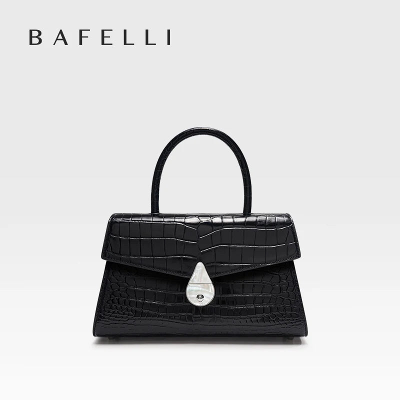Luxury Genuine Leather Women's Handbag Bafelli Crocodile Pattern Shoulder Bag & Crossbody Purse Stylish Versatile Designer Bag