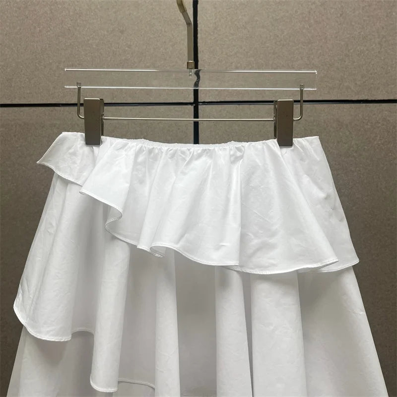 Women's skirt New irregular ruffle edge slim fit women's half skirt for summer 2025 High waist slim pure cotton long skirt y2k