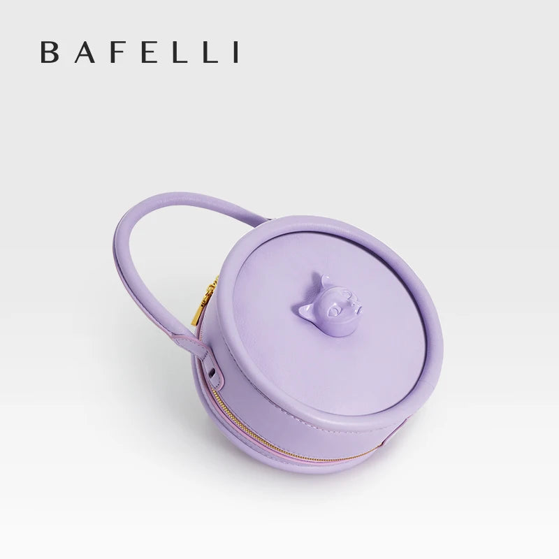 2025 NEW BOWLING STYLE HANDHELD CAT WOMEN'S BAG LUXURY BRAND ORIGINAL DESIGNER HANDBAG SHOULDER GENUINE LEATHER PURSE