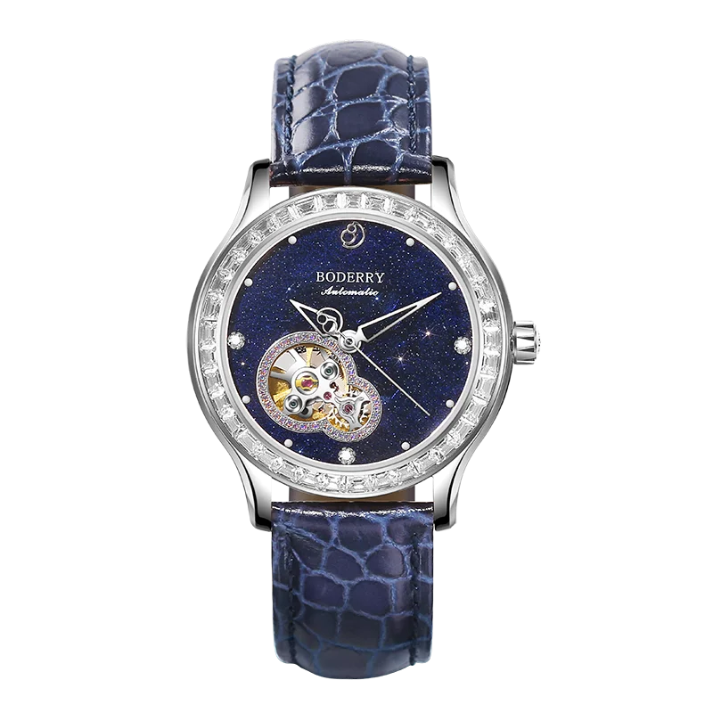 Boderry Luxury Watch Women Automatic Seagull ST1 Diamond Skeleton Sapphire Crystal Glass Female Waterproof Wristwatch Marry Gift