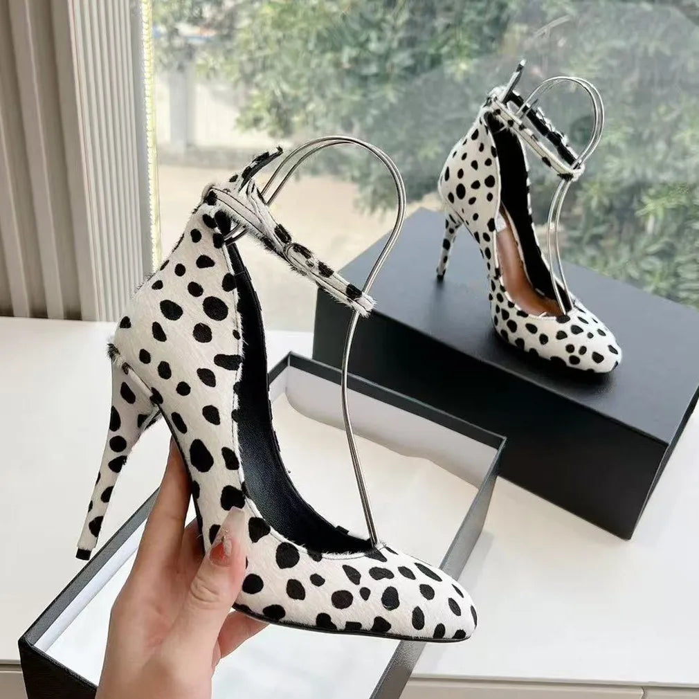 2025 New Luxury Designer Ultra High Heels Sexy Genuine Leather Shallow Mouth Thin Heel Strap Fashion Single Shoes Size 41