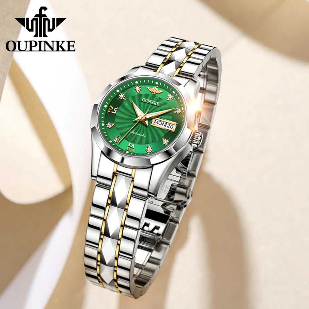 OUPINKE 3169 Luxury Elegant Fashion Womens Watch Automatic Mechanical Day Date Watch For Ladies Waterproof Original Gifts Reloj
