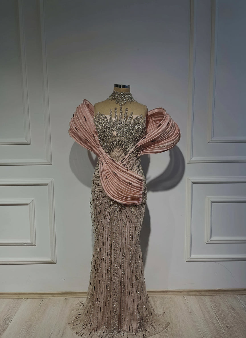 Blush Pink Crystals Celebrity Dresses Mermaid Sleeveless Beaded Red Carpet Runway Dresses Elegant Vestidos De Noche Customized