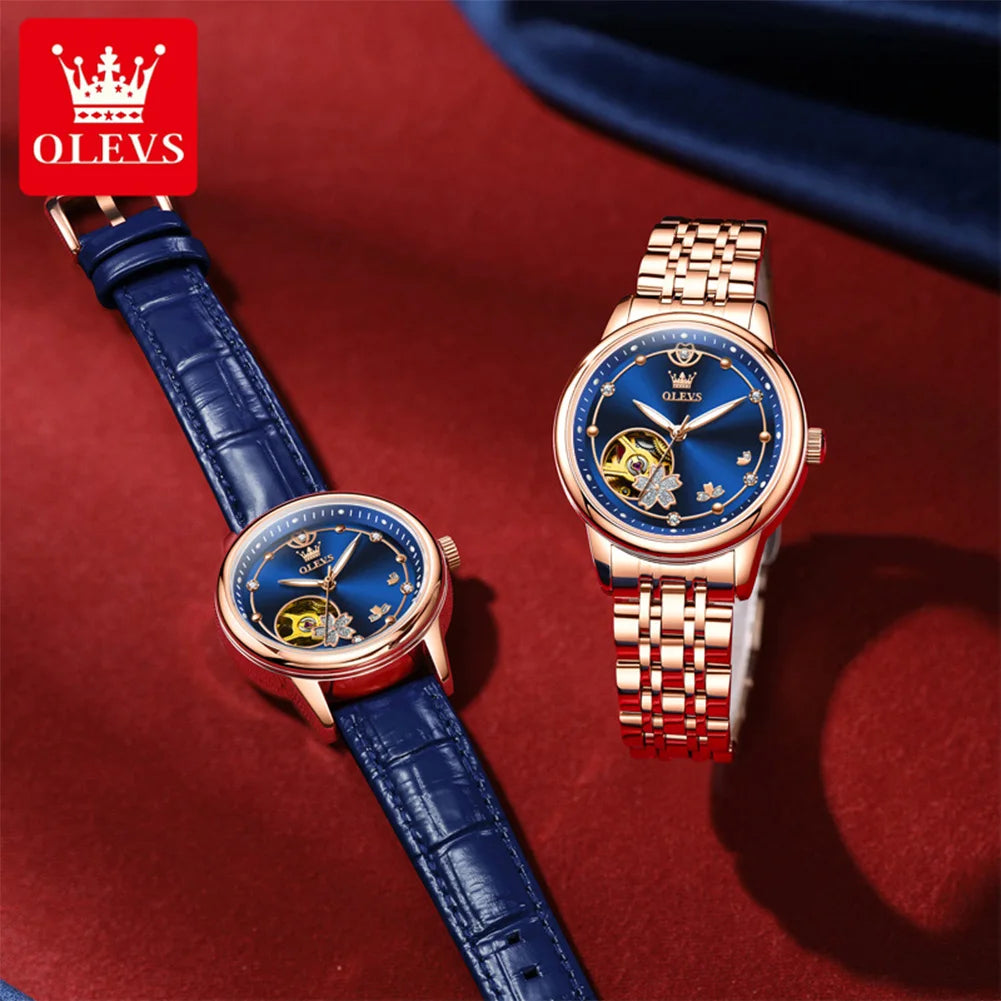 OLEVS 6732 Women Watches Luxury FashionAutomatic Mechanical Watch Stainless Steel Waterproof Watches For Women Gifts Box New