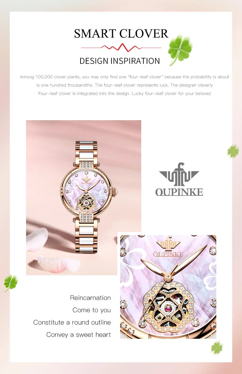 OUPINKE 3183 Women Watch Top Luxury Brand Automatic Mechanical Tungsten Steel Watchstrap Waterproof Gift Box Watches For Women