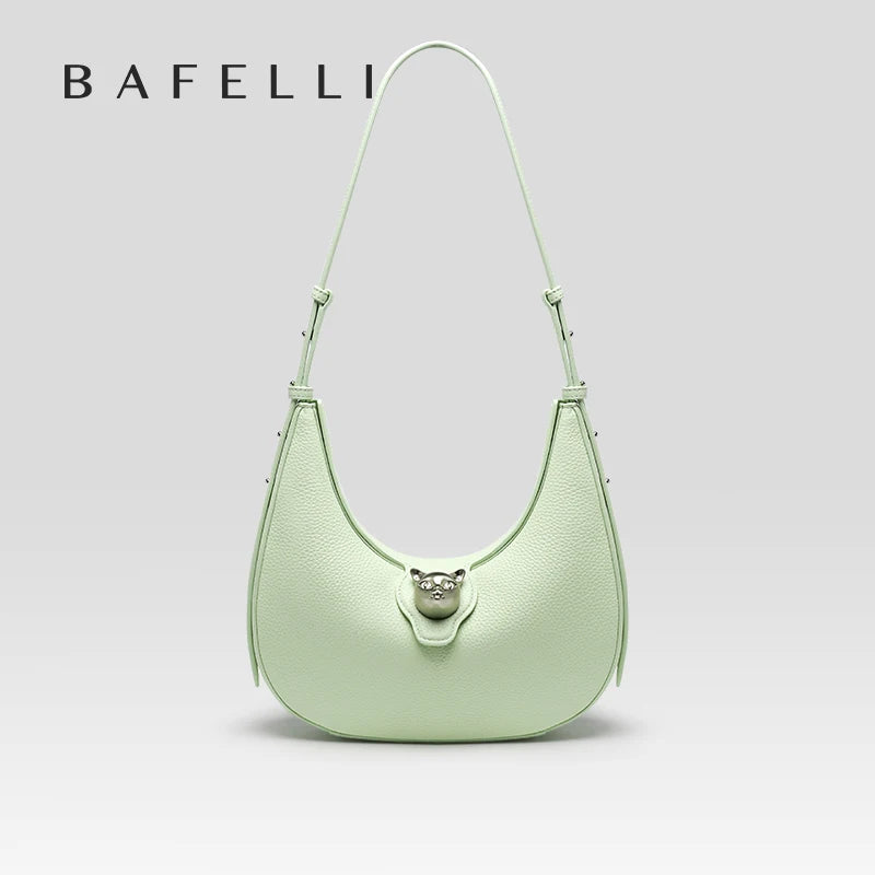 BAFELLI 2025 NEW WOMEN'S HANDBAG CAT SERIES GENUINE LEATHER LUXURY BRAND FASHION RETRO STYLE SHOULDER HOBOS FLAP BAGS FEMALE