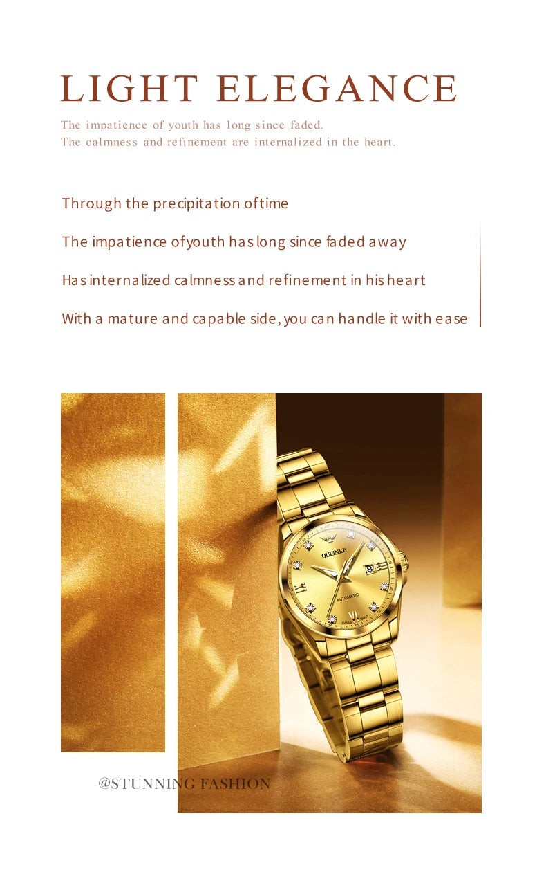 OUPINKE 3199 Real Diamond Swiss Automatic Watch for Women Original Top Brand Mechanical Women's Watches Luxury Ladies Wristwatch