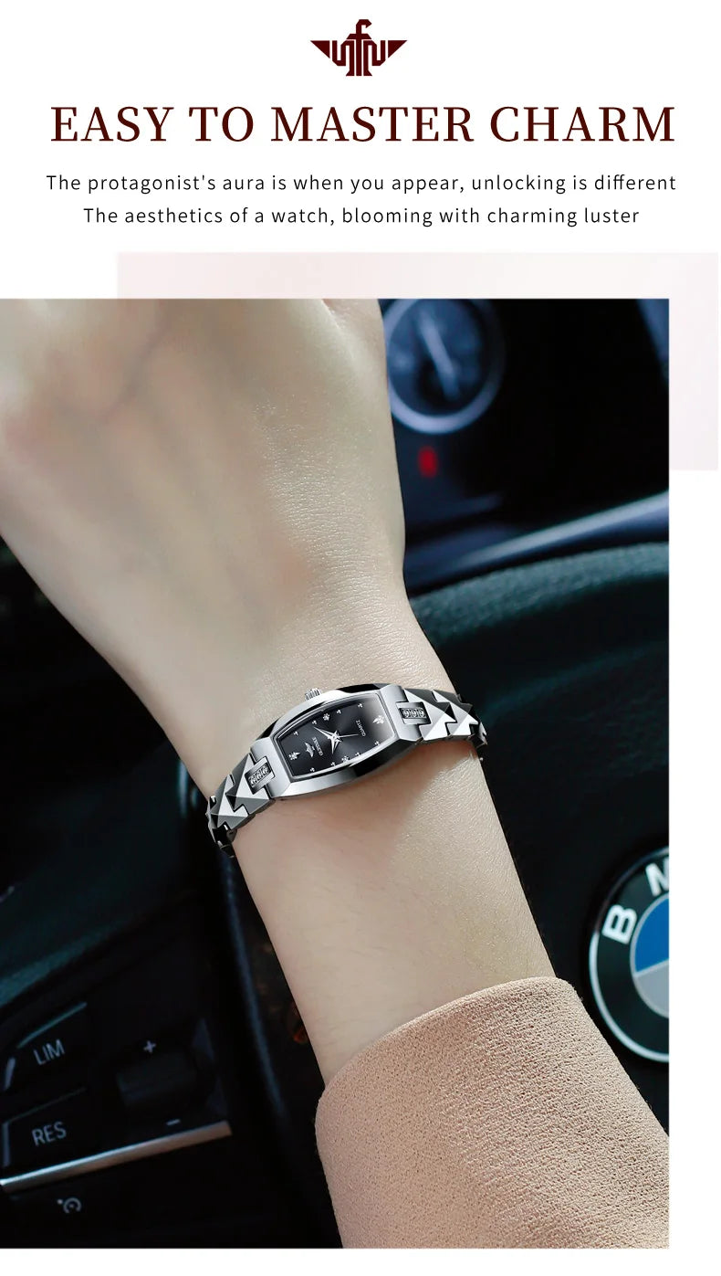 OUPINKE 3242 Women Watch Elegant Luxury Imported Swiss Movement Women Quartz Watch Diamond Tungsten Steel Watch Gift Box Set