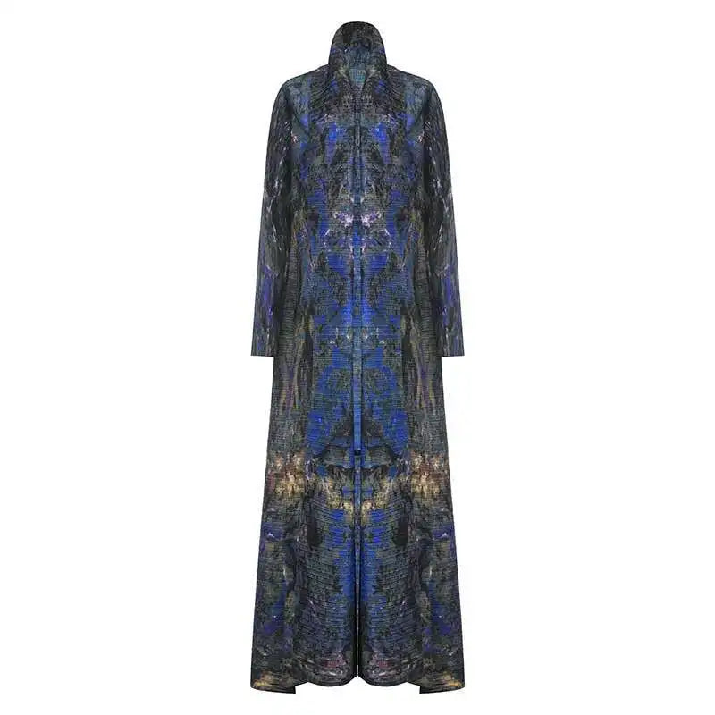 [Vibe] Modest Pleated Robe Islamic Pleated 2025 Muslim Long Sleeve Dress Cape Printed Women Fashion Abaya