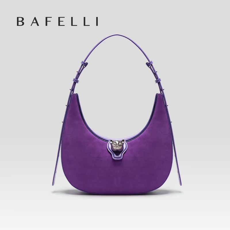 BAFELLI 2025 NEW WOMEN'S HANDBAG CAT SERIES GENUINE LEATHER LUXURY BRAND FASHION RETRO STYLE SHOULDER HOBOS FLAP BAGS FEMALE
