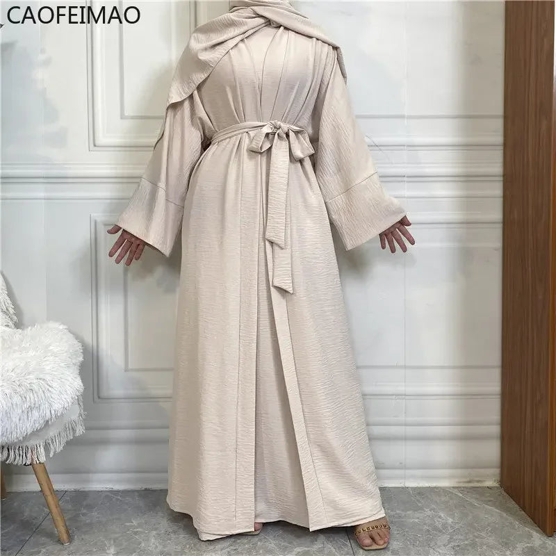 Muslim Fashion Hijab Dubai Abaya Long Dresses Women with Sashes Islam Clothing Abaya African Dresses for Women Musulman Djellaba