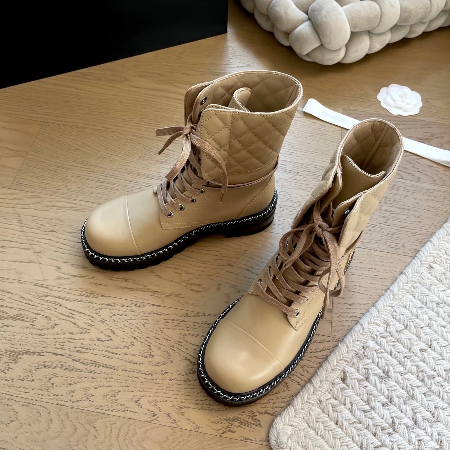 Women's thick-soled ankle boots for the autumn and winter of 2025, with a 5-cm thick sole and a sheepskin upper, size34-41