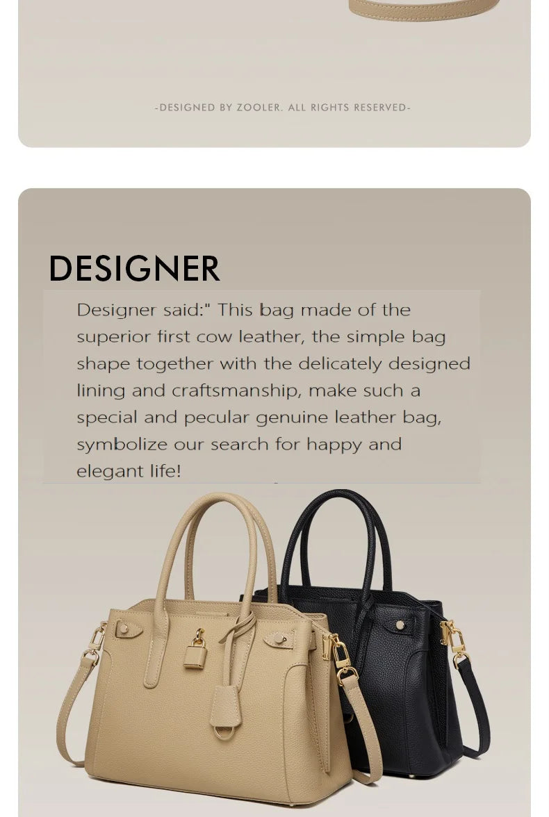 ZOOLER Real Soft Totes Genuine Leather Single Shoulder Bag Cow Skin Women  Milky Purses Quality Handbag Female#HY553