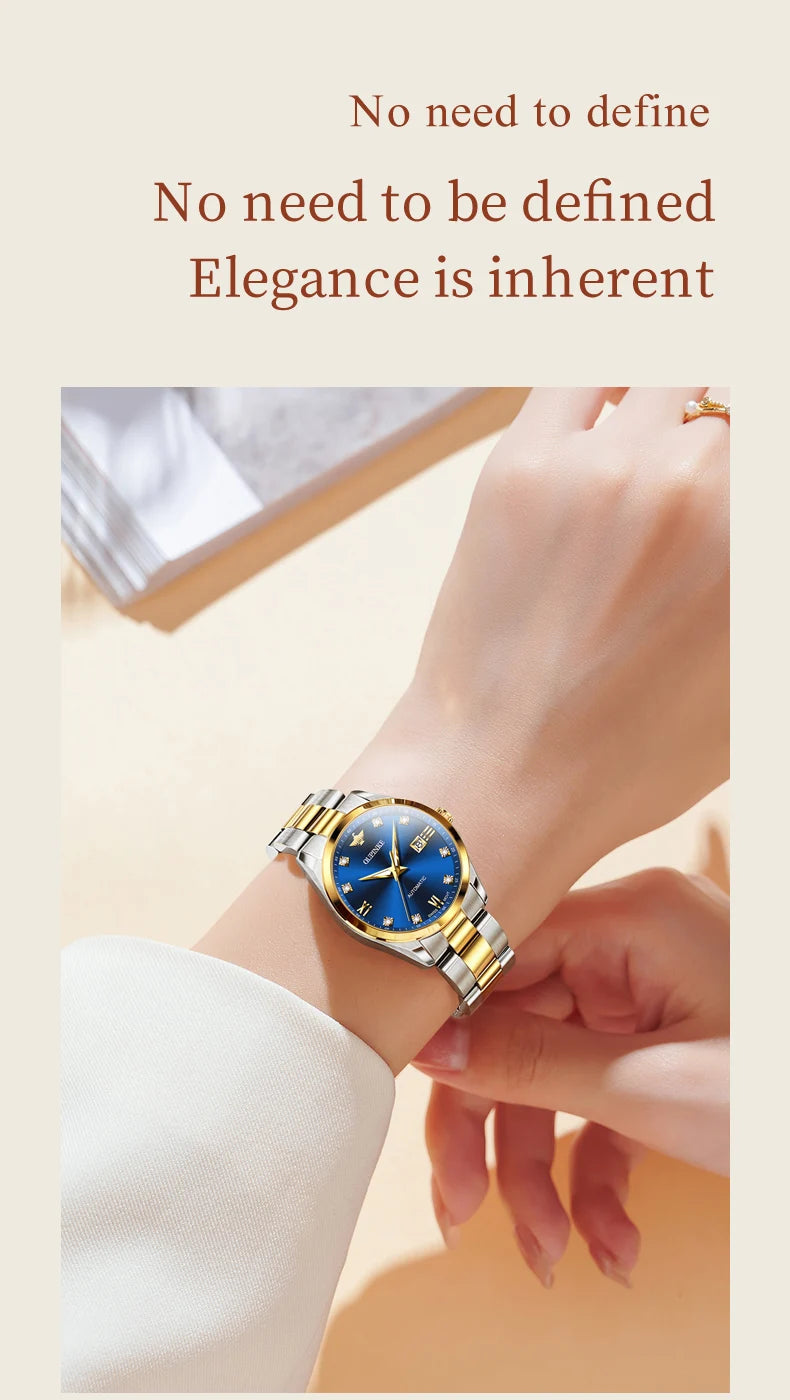 OUPINKE 3199 Real Diamond Swiss Automatic Watch for Women Original Top Brand Mechanical Women's Watches Luxury Ladies Wristwatch