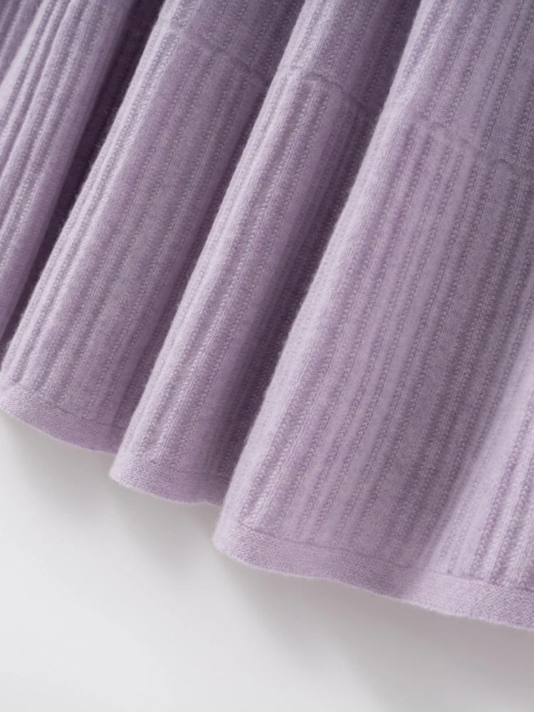 100% Cashmere Knitted Skirt Autumn Winter Women Elegant Tiered Pleats Slim A-line High Waisted Soild Office Lady Dress High-end