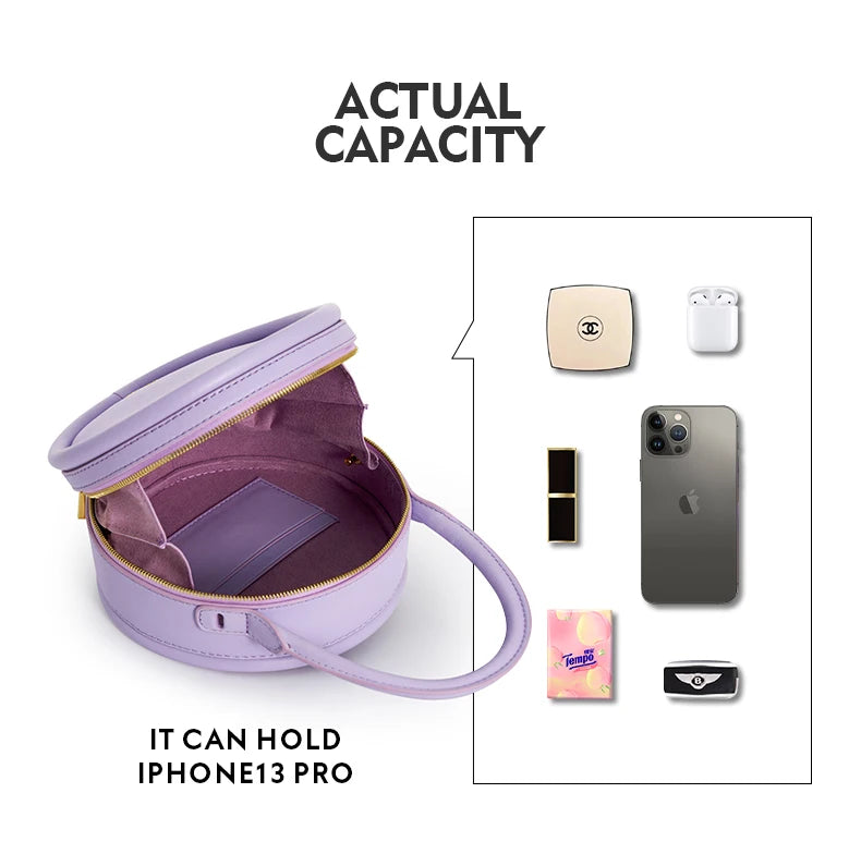 2025 NEW BOWLING STYLE HANDHELD CAT WOMEN'S BAG LUXURY BRAND ORIGINAL DESIGNER HANDBAG SHOULDER GENUINE LEATHER PURSE