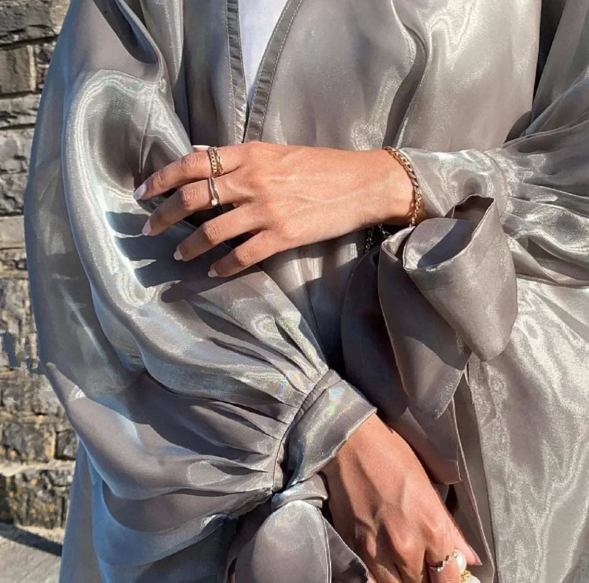 2025 Eid Abaya Dubai Puff Sleeves Muslim Dress Silky Turkey Kaftans for WomenRobe Kimono Islam Abayas Femme Musulmane African