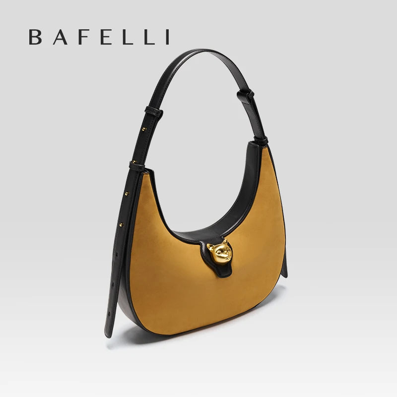 BAFELLI 2025 NEW WOMEN'S HANDBAG CAT SERIES GENUINE LEATHER LUXURY BRAND FASHION RETRO STYLE SHOULDER HOBOS FLAP BAGS FEMALE