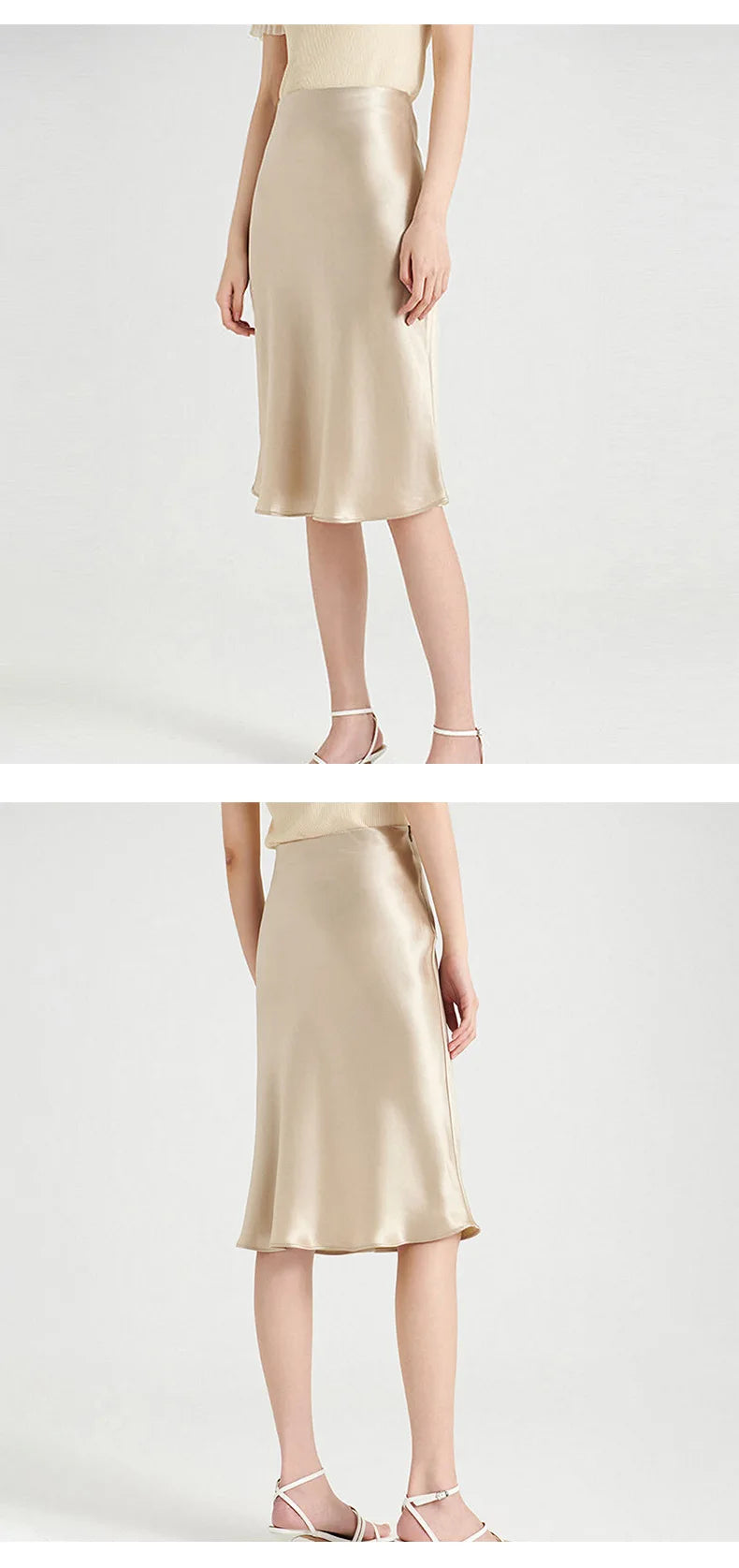 BellaSilk Women 100% Silk Short Skirt 22Mm Elastic Waist A-Line Skirts 2025 Spring Summer Luxury Bottoms