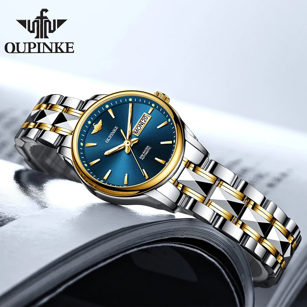 OUPINKE 3170 Womens Watch Elegant Luxury Original Automatic Mechanical Dual Calendar Watches For Ladies Waterproof Reloj Mujer