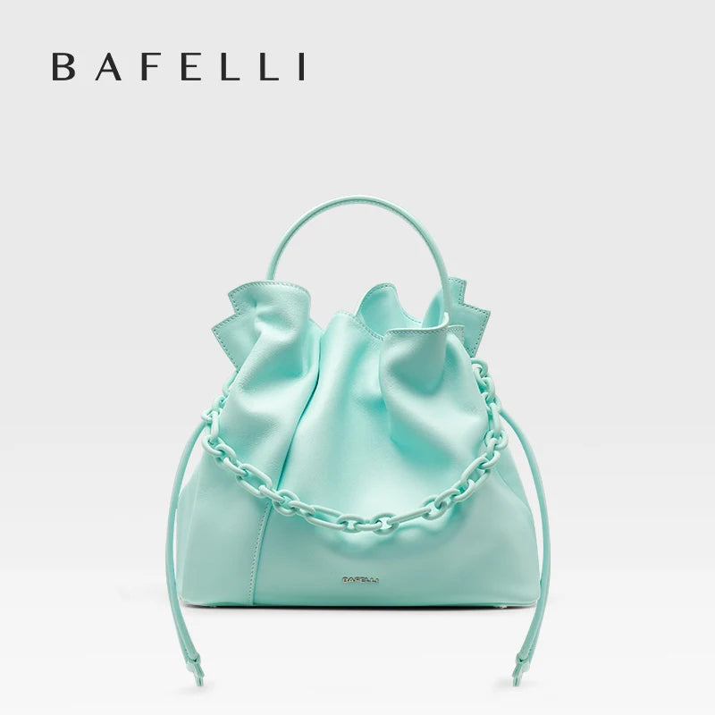 BAFELLI 2025 NEW WOMEN'S BAG LEATHER CASUAL BUCKET HANDBAGS FOR FEMALE TREND FASHION SHOPPER PURSE LUXURY BRAND SHOULDER