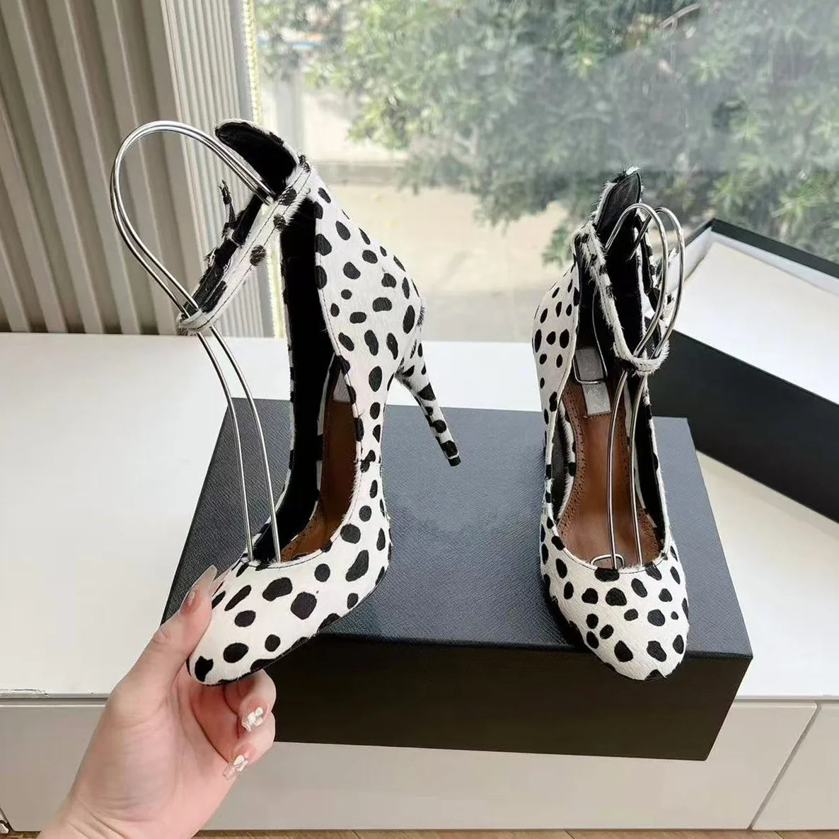 2025 New Luxury Designer Ultra High Heels Sexy Genuine Leather Shallow Mouth Thin Heel Strap Fashion Single Shoes Size 41