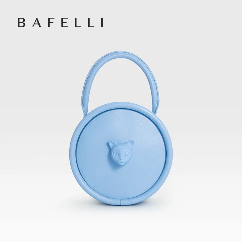 2025 NEW BOWLING STYLE HANDHELD CAT WOMEN'S BAG LUXURY BRAND ORIGINAL DESIGNER HANDBAG SHOULDER GENUINE LEATHER PURSE