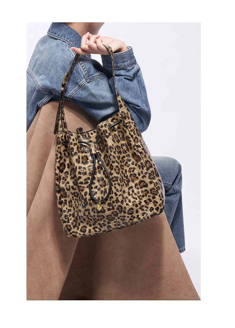 BAFELLI WOMEN'S NEW BAGS LUXURY FASHION LEATHER HANDBAGS 2025 HIGH QUALITY DESIGNER BRAND CAPACITY LADIES SHOULDER LEOPARD PRINT