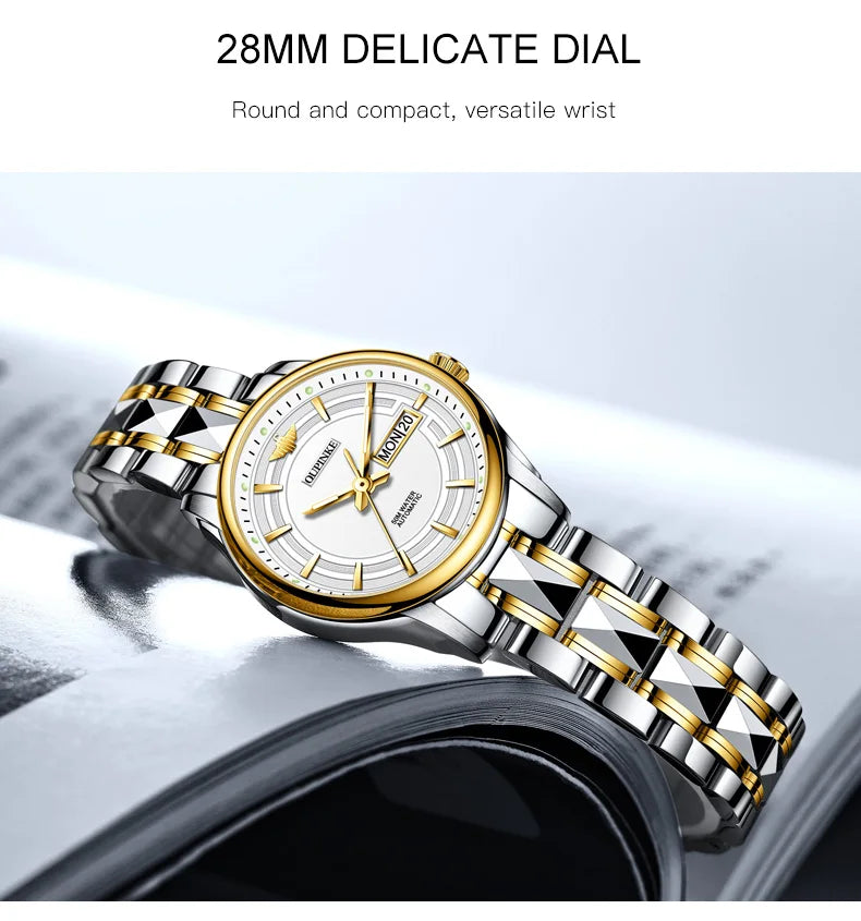 OUPINKE 3170 Womens Watch Elegant Luxury Original Automatic Mechanical Dual Calendar Watches For Ladies Waterproof Reloj Mujer