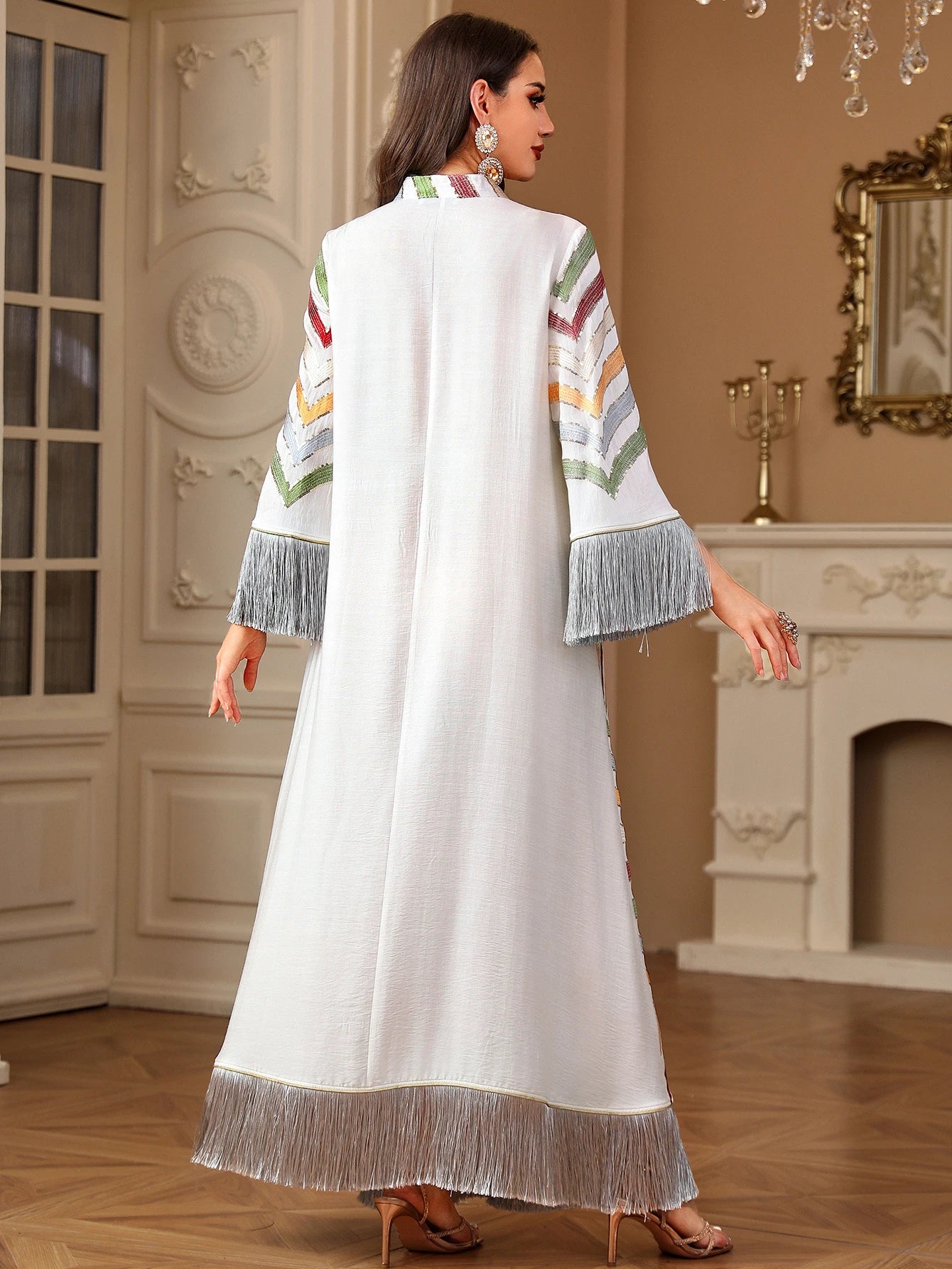 Ramadan Ethnic Saudi Women Abaya Elegant Embroidery Tassels Kaftan Clothing Jalabiya Moroccan African Dress 2025