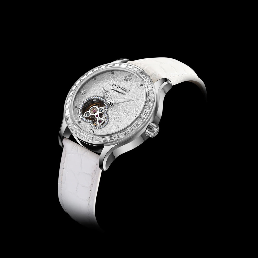 Boderry Luxury Watch Women Automatic Seagull ST1 Diamond Skeleton Sapphire Crystal Glass Female Waterproof Wristwatch Marry Gift