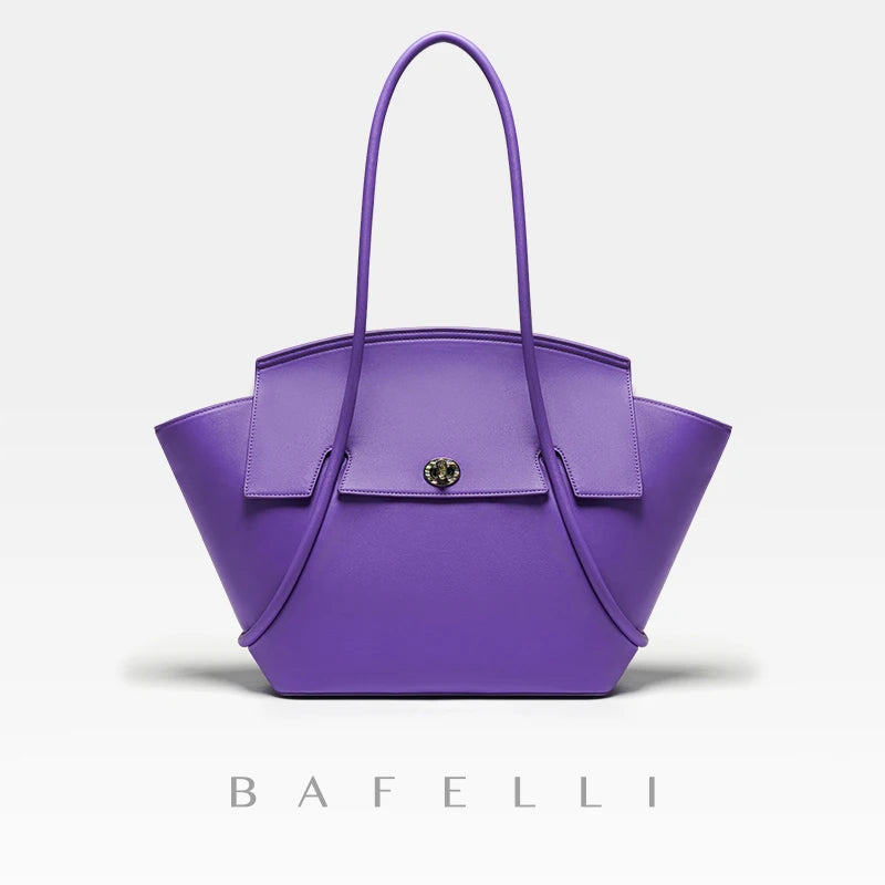 BAFELLI 2025 NEW WOMEN'S CASUAL TOTE BEACH BAG LARGE TRAVEL PURSE LUXURY DESIGNER BRAND GENUINE LEATHER FEMALE BAGS