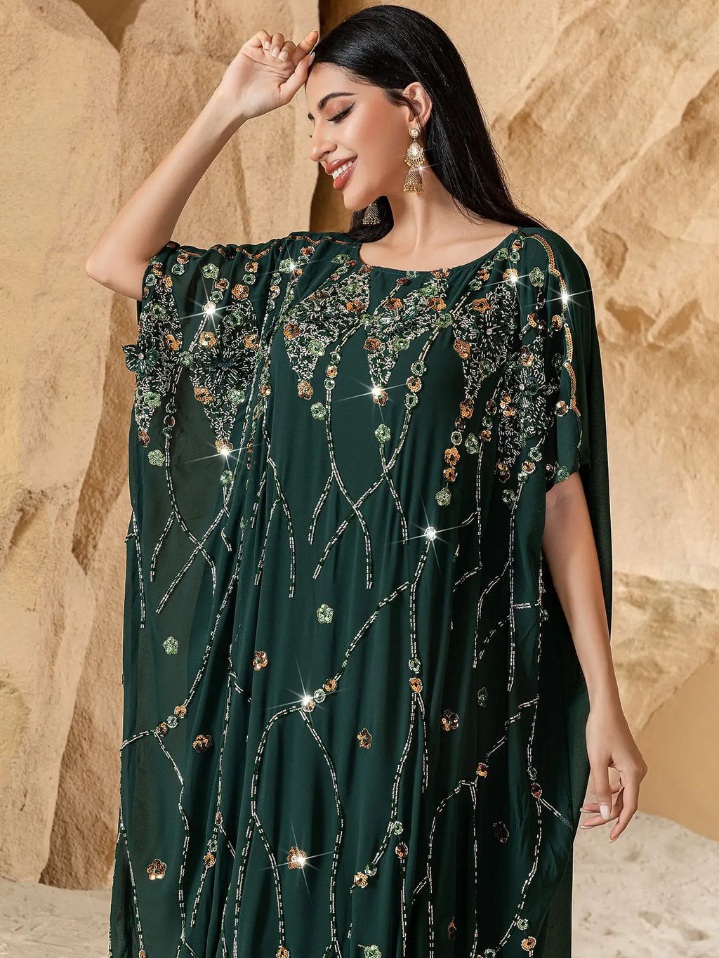 2025 Summer Eid Djellaba Morocco Sequins Embroidery Abayas Short Sleeve Dresses Jalabiya Dubai Turkey Kaftan Women Muslim Robes