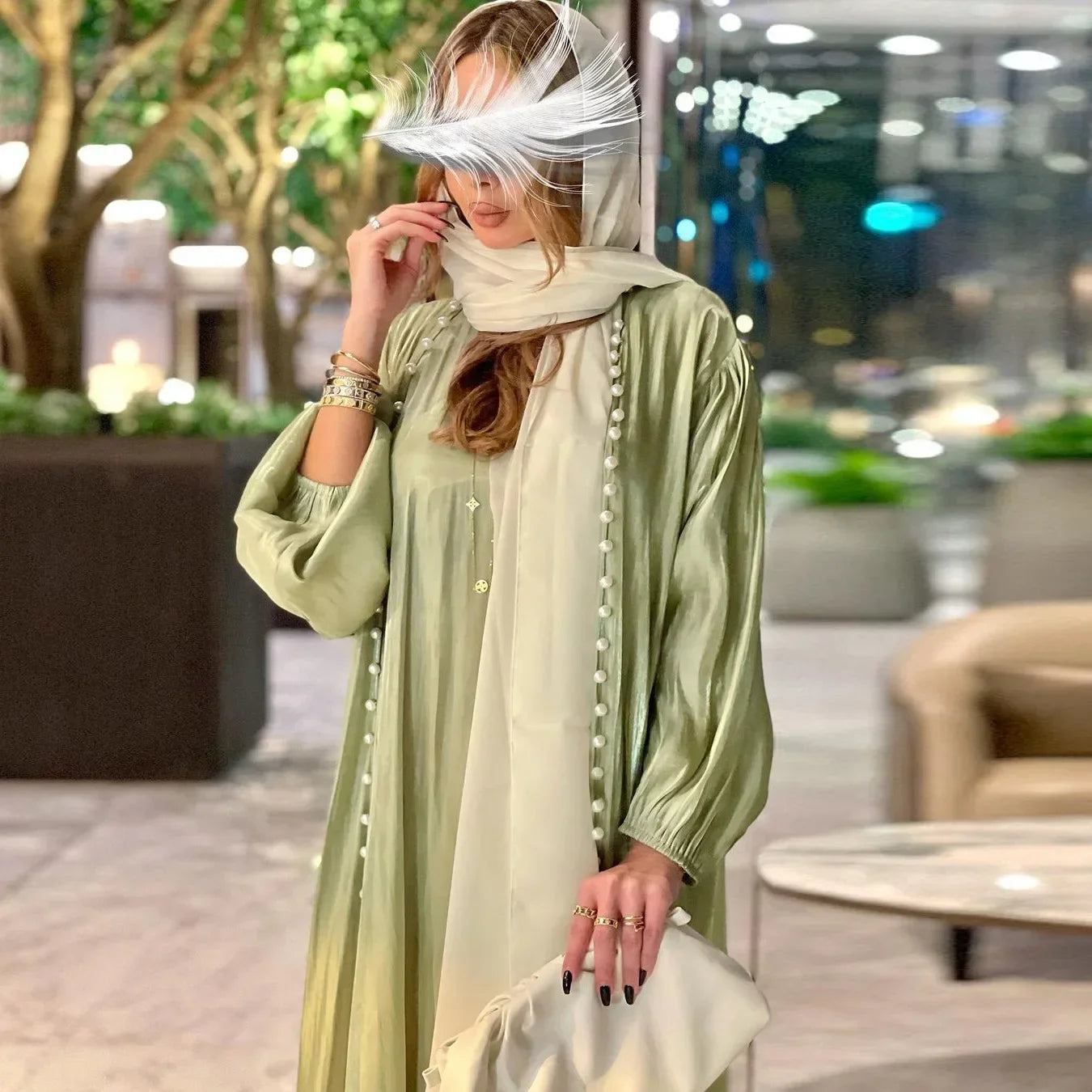 2025 Caftan Muslim Abaya Women Dress 2 Piece Set Abayas Gowns Dubai Arabic Silk Satin Kimono Cardigan Robe Outwear Autumn