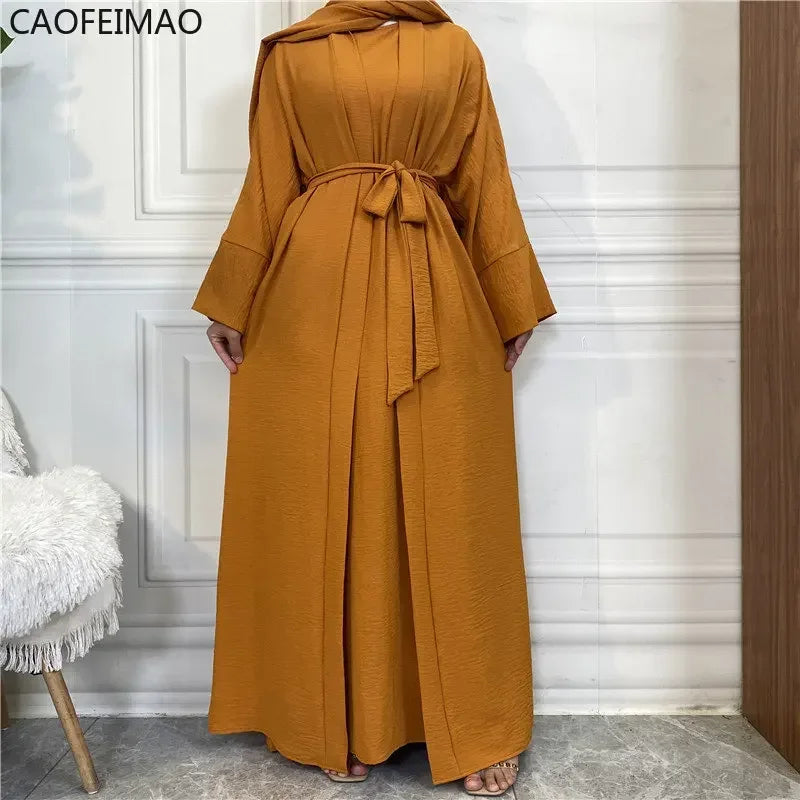 Muslim Fashion Hijab Dubai Abaya Long Dresses Women with Sashes Islam Clothing Abaya African Dresses for Women Musulman Djellaba