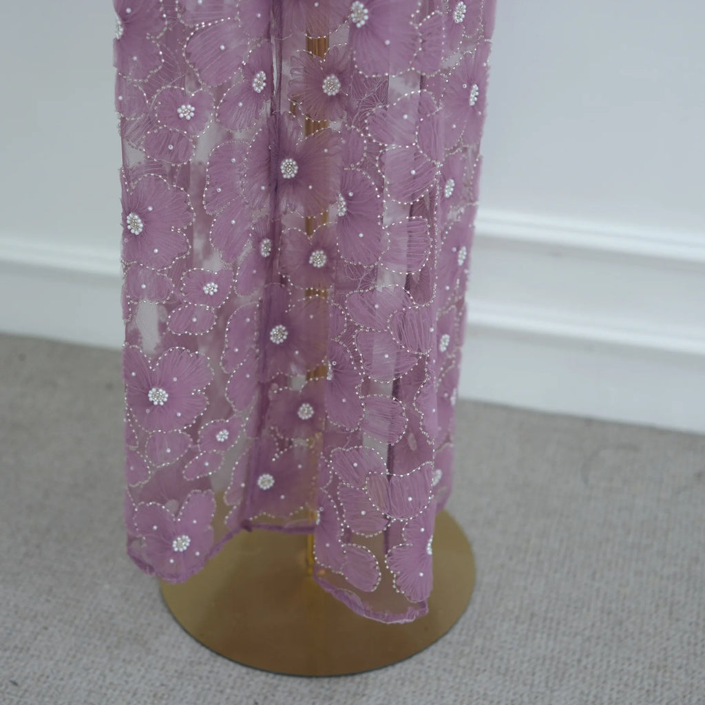 Luxury Dubai Lace Beads Cardigan Muslim Sets Women Hijab Abaya Kimono Jalabiya Ramadan Turkey Kaftan Robe Islam Clothing Caftan