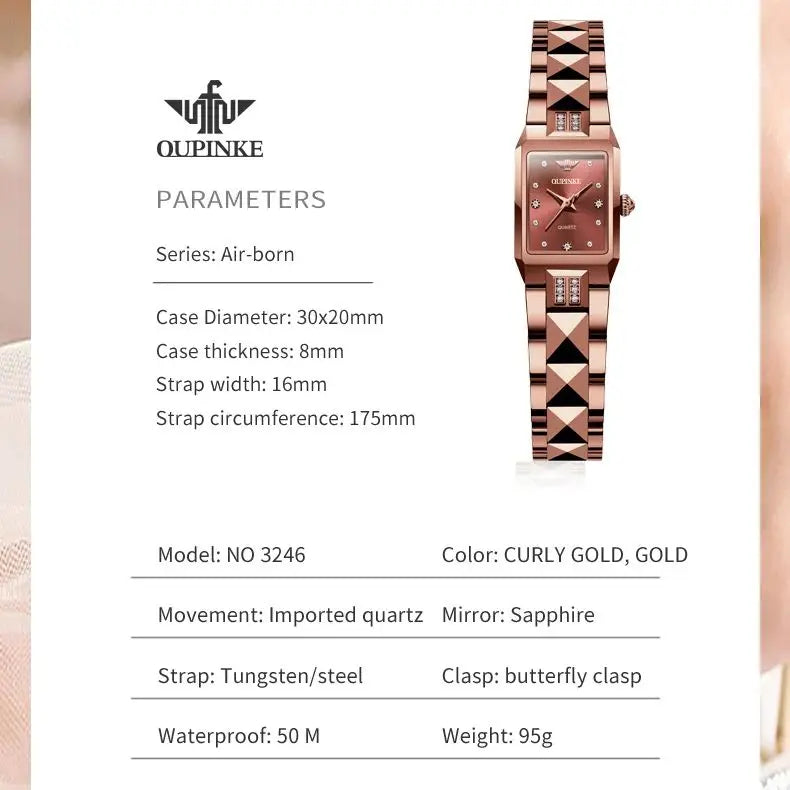 OUPINKE 3246 Japan Movement Automatic Women's Watch Luxury Elegant Diamond Tungsten steel Band Waterproof Wristwatch for Men NEW