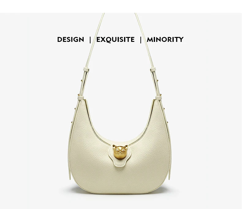 BAFELLI 2025 NEW WOMEN'S HANDBAG CAT SERIES GENUINE LEATHER LUXURY BRAND FASHION RETRO STYLE SHOULDER HOBOS FLAP BAGS FEMALE