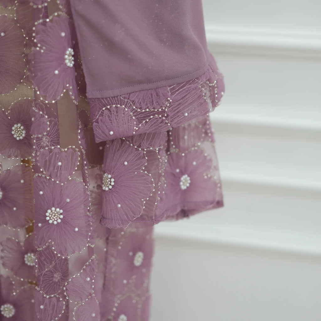 Luxury Dubai Lace Beads Cardigan Muslim Sets Women Hijab Abaya Kimono Jalabiya Ramadan Turkey Kaftan Robe Islam Clothing Caftan