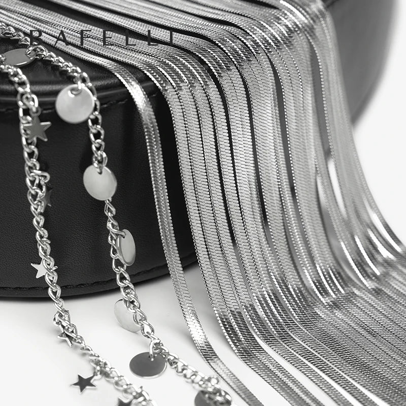 BAFELLI 2025 NEW LUXURY WOMAN BAGS LEATHER STYLISH INDIVIDUALITY FASHION TASSELS PURSE SHOULDER CROSSBODY HANDBAGS FEMALE SADDLE