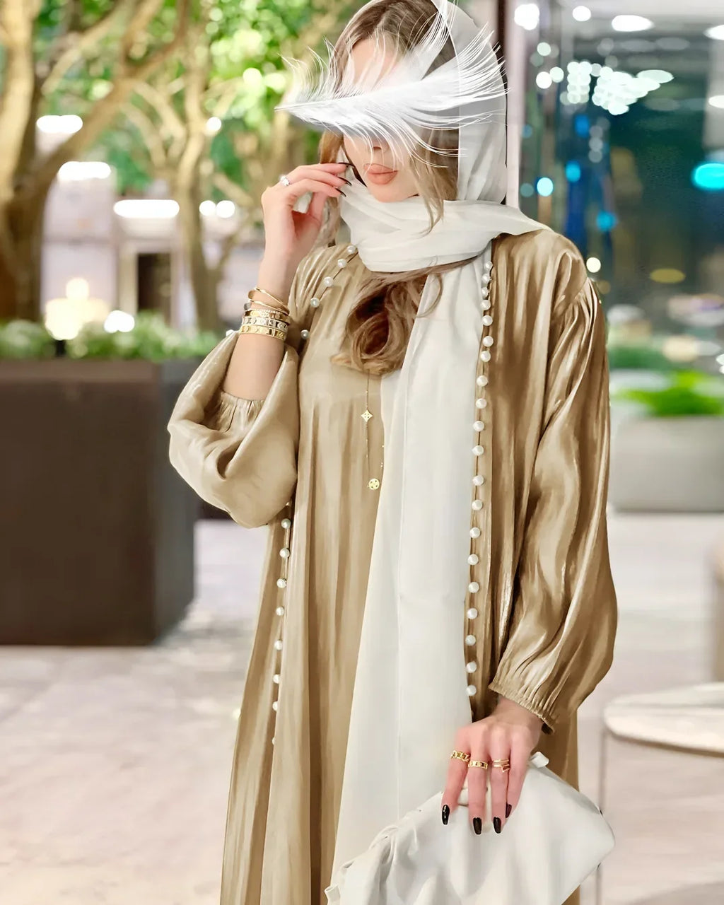 2025 Caftan Muslim Abaya Women Dress 2 Piece Set Abayas Gowns Dubai Arabic Silk Satin Kimono Cardigan Robe Outwear Autumn